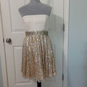 Cream & gold sequin dress size 11 My Michele